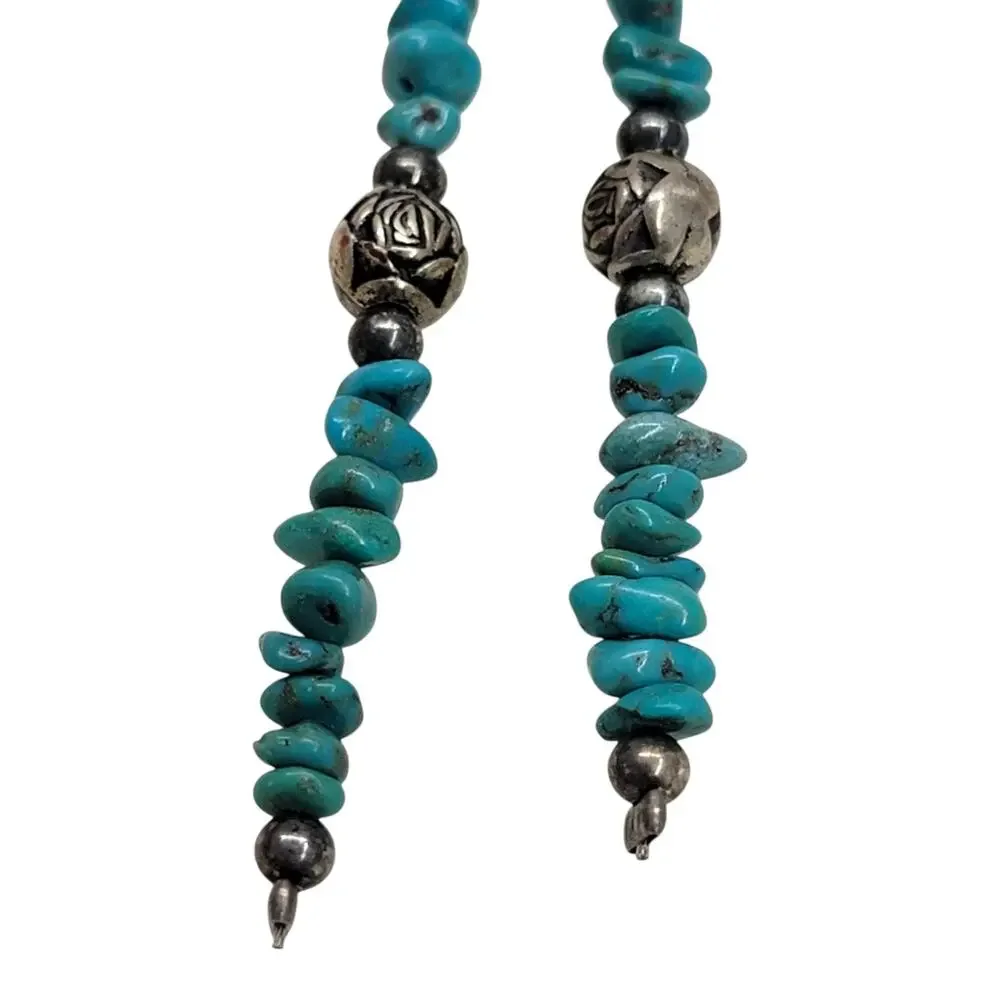 Vintage Southwestern Turquoise Bead Snap Hair Clip Barrette Dangle Boho Y2K 90s